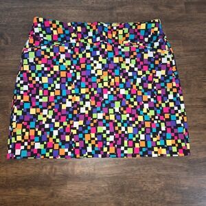 ATTYRE New York Women's Skort Size 10 Geometric Colorful Squares Mini